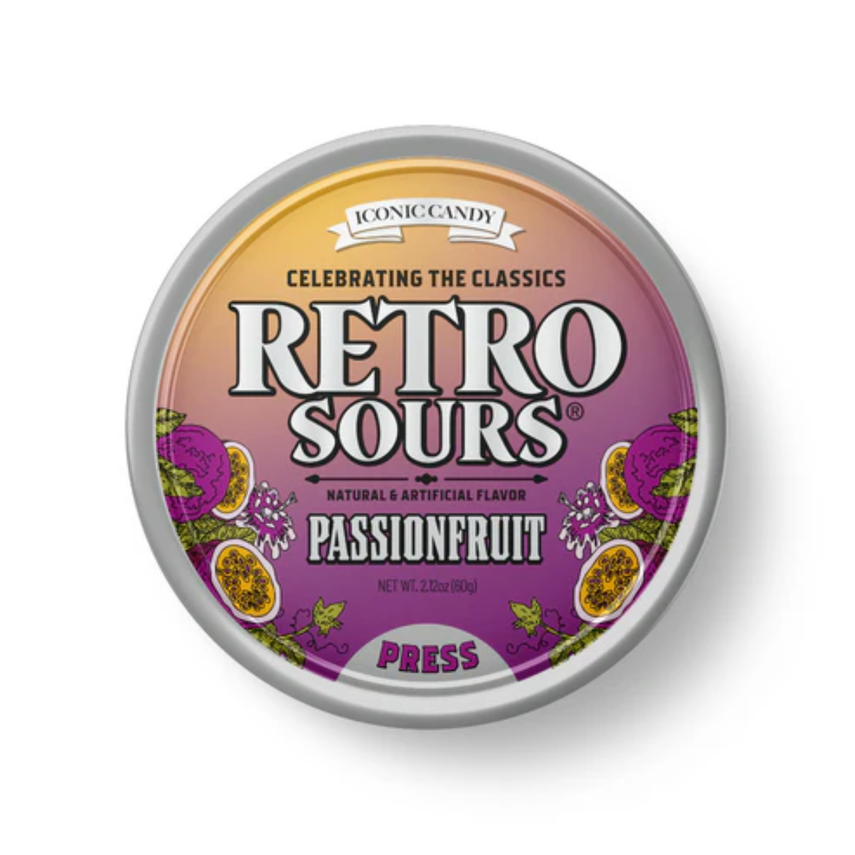 Retro Sours Passion Fruit Hard Candy 2.12oz - 8ct