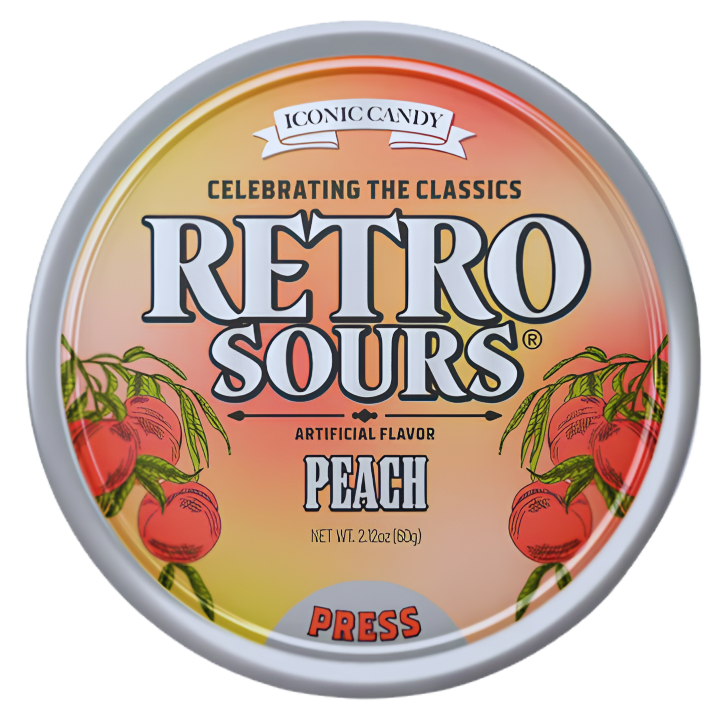 Retro Sours Peach Hard Candy 2.12oz 8ct