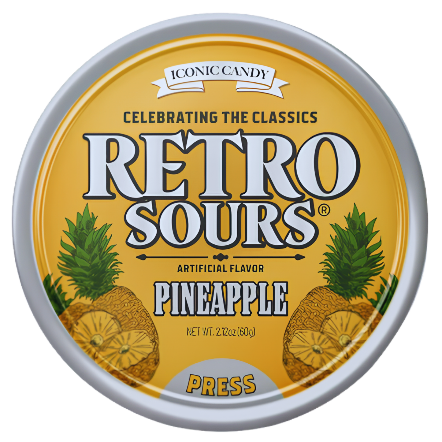 Retro Sours Pineapple Hard Candy 2.12oz 8ct