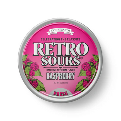 Retro Sours Raspberry Hard Candy 2.12oz - 8ct