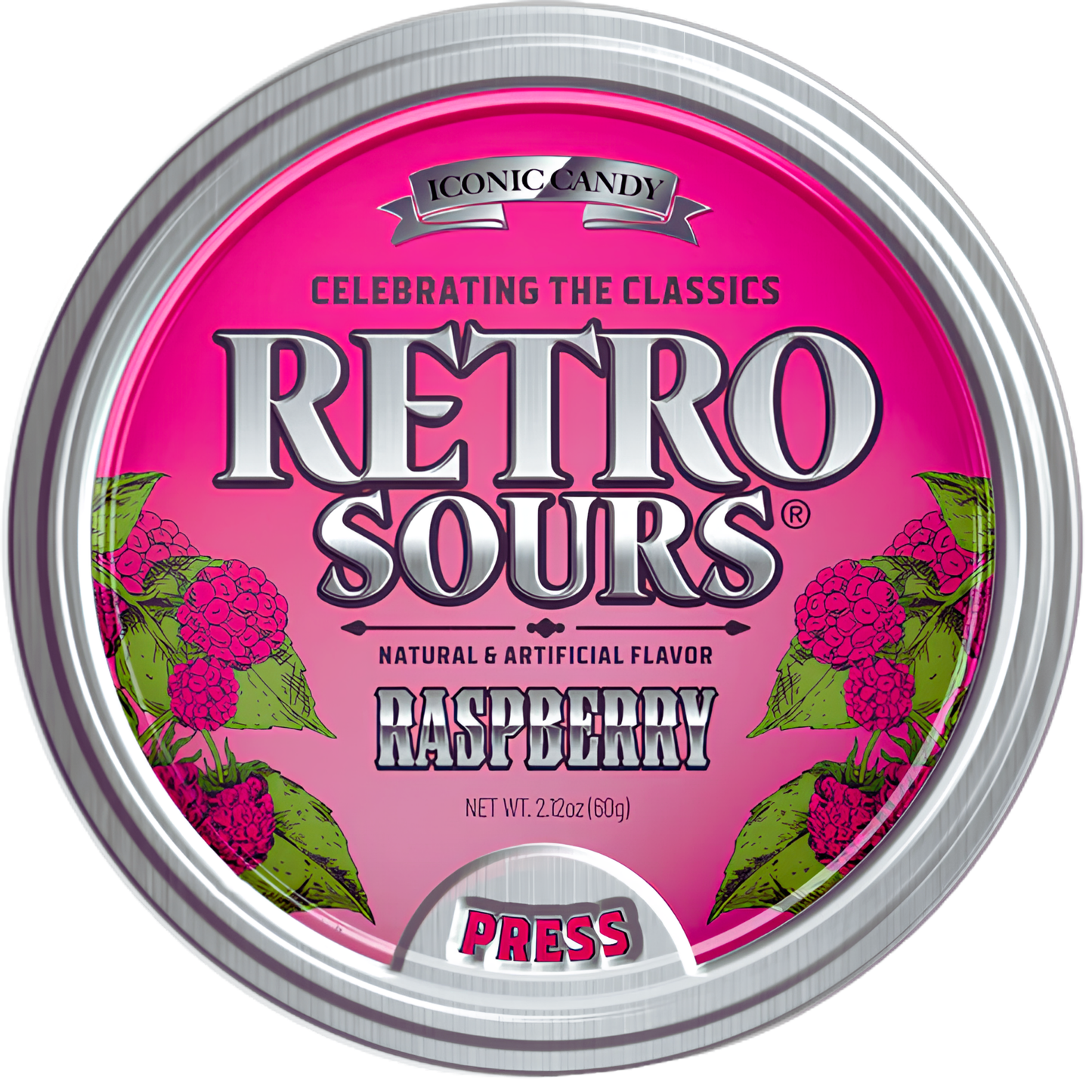 Retro Sours Raspberry Hard Candy 2.12oz 8ct