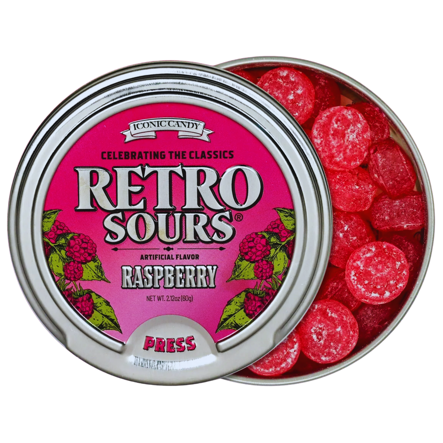 Retro Sours Raspberry Hard Candy 2.12oz 8ct
