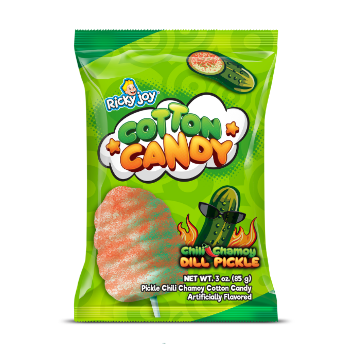 Ricky Joy Cotton Candy Chili Chamoy Pickles 3oz - 12ct