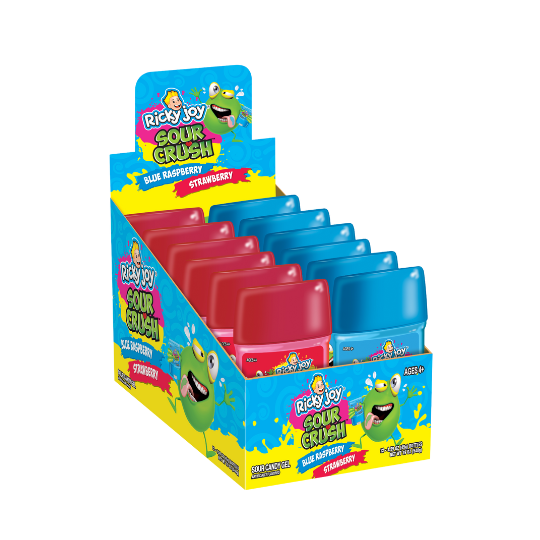 Ricky Joy Sour Crush Gel Blue Raspberry and Strawberry Flavors 1.59oz - 48ct