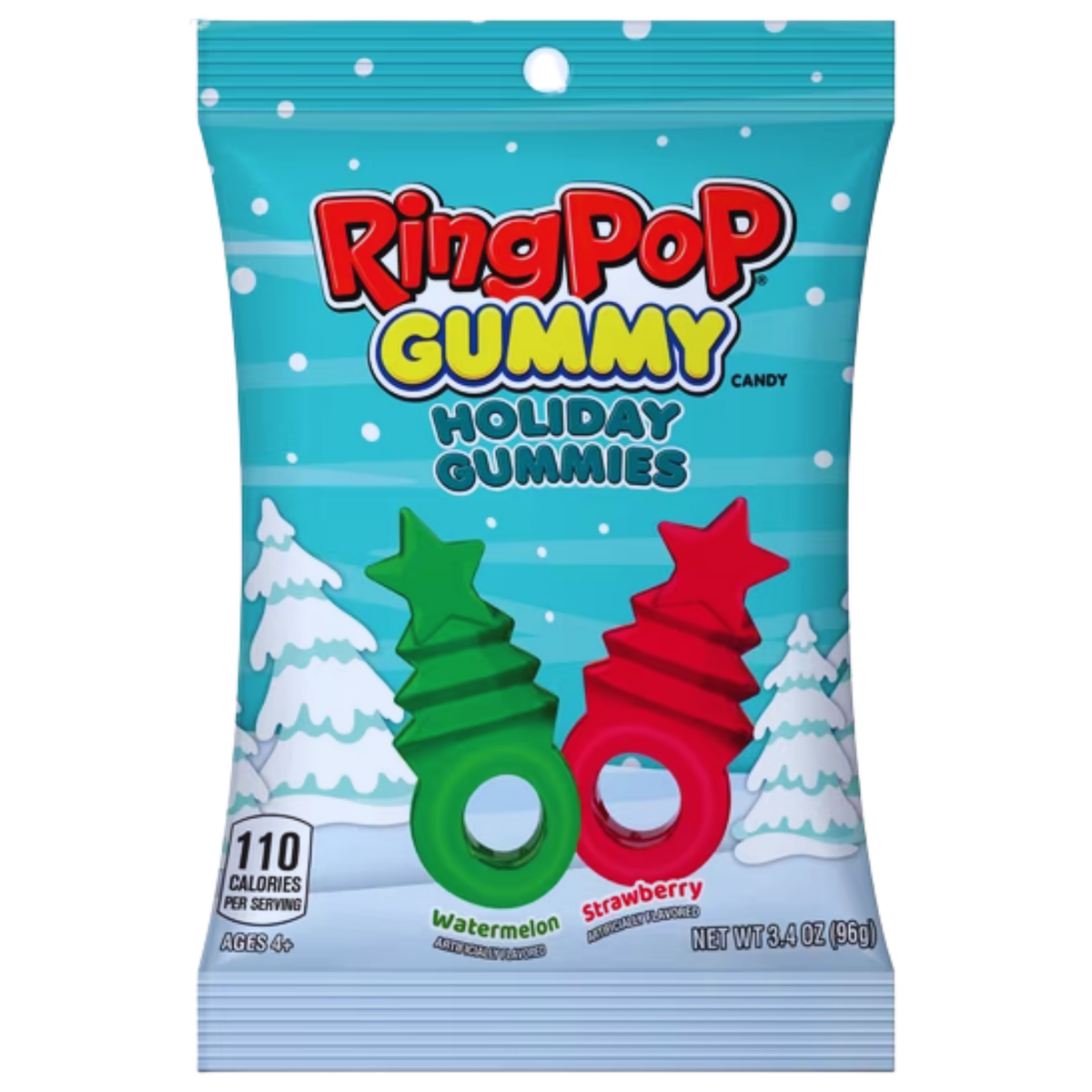 Ring Pop Holiday Fruit Flavored Gummy Candy Packs 3.4oz 8ct