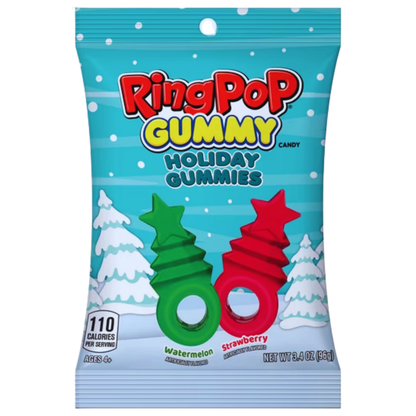 Ring Pop Holiday Fruit Flavored Gummy Candy Packs 3.4oz 8ct