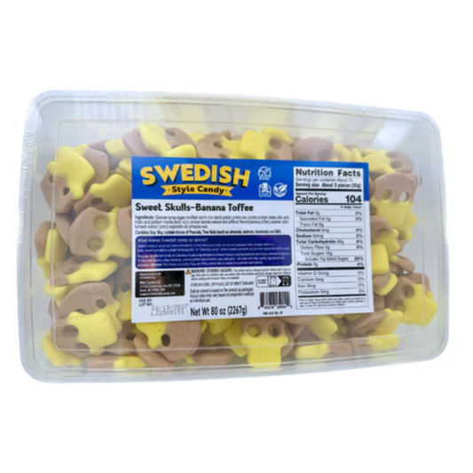 Swedish Style Sweet Banana Toffee Gummy Skulls Bulk - 5lb