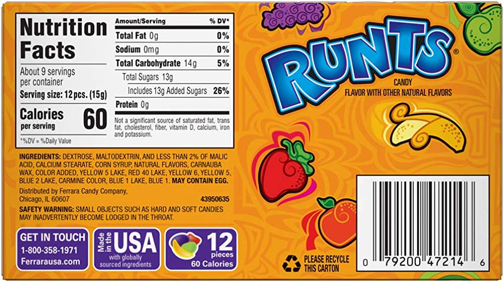 Runts Candy Drawing Runts Theatre Box 5oz - 12ct – I Got Your Candy