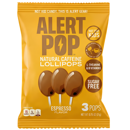 Alert Pop Espresso Lollipops .75oz 18ct