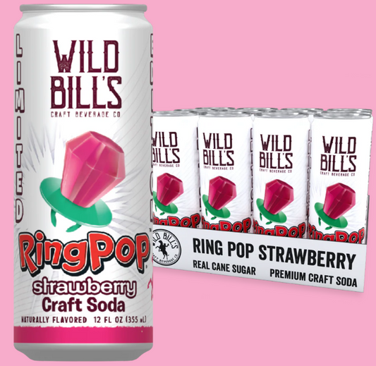 Wild Bill's Ring Pop Strawberry Craft Soda 12oz 12ct