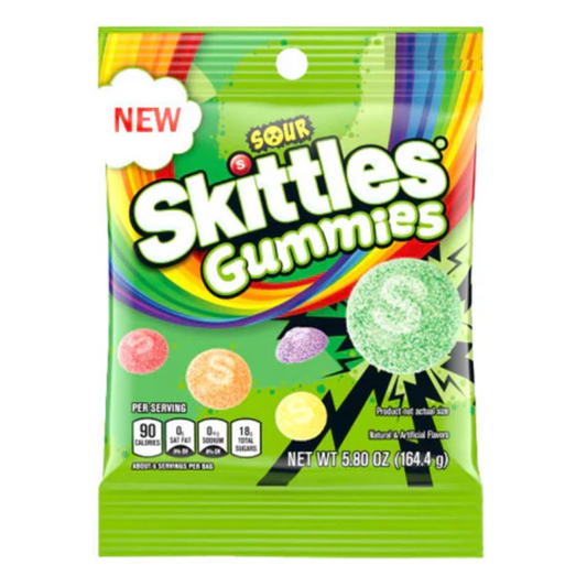 Skittles Gummies Sour Peg Bag 5.8oz-12ct