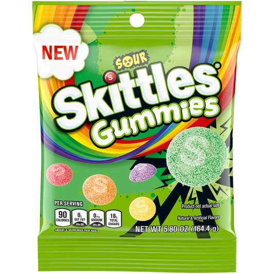 Skittles Gummies Sour Peg Bag 5.8oz -  12ct