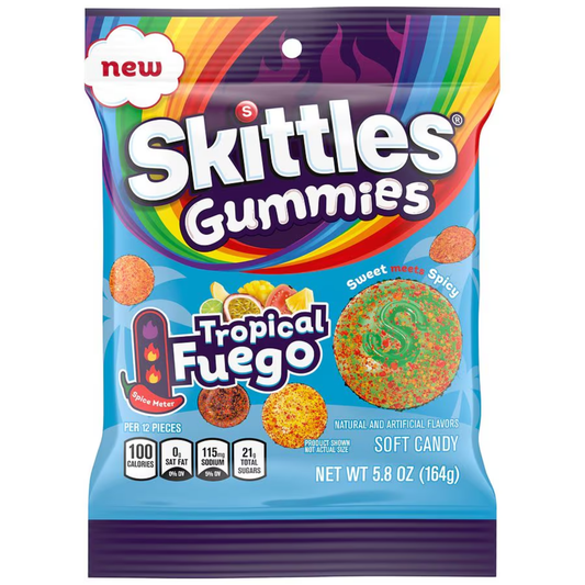 Skittles Gummies Tropical Fuego Peg Bag 5.8oz 12ct
