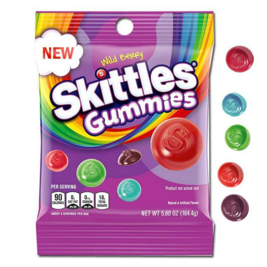 Skittles Gummies Wild Berry Peg Bag 5.8oz-12ct