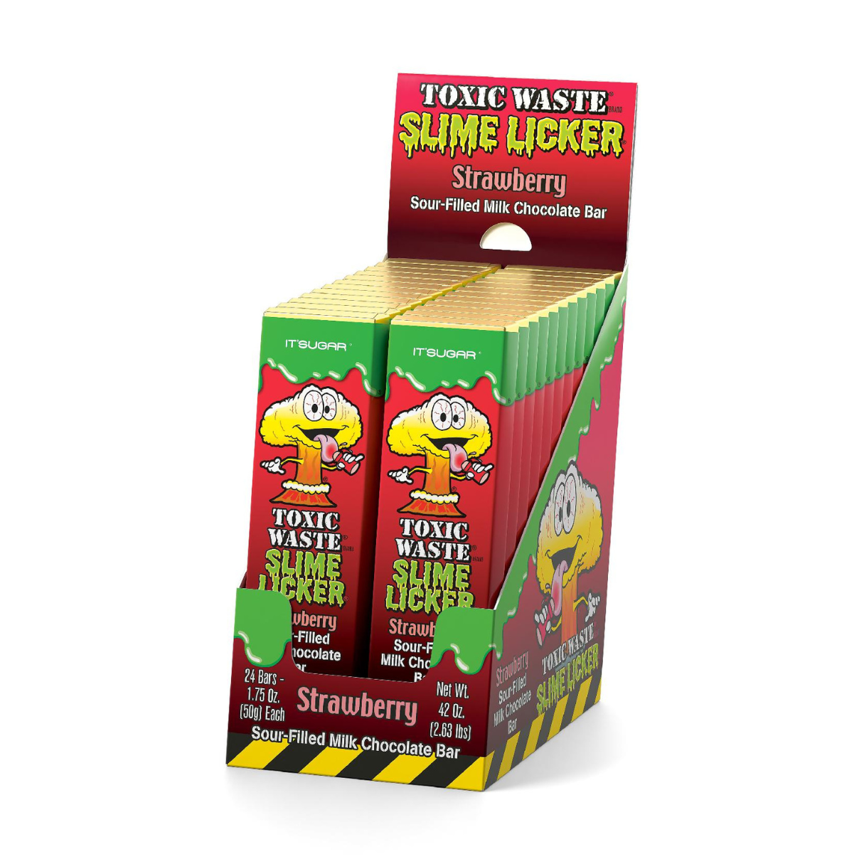 Toxic Waste Slime Licker Strawberry Chocolate Bar 1.75oz - 24ct