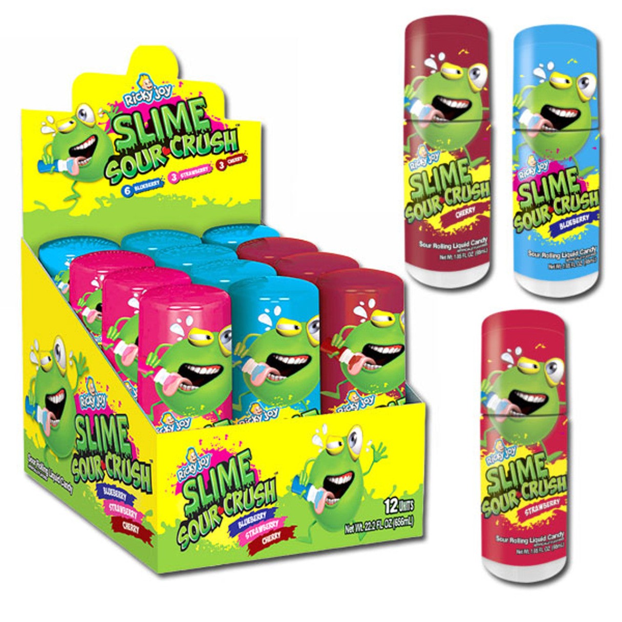 Ricky Joy Slime Sour Crush Rolling Liquid Candy Assorted - 1.85oz