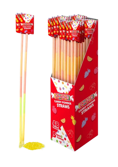 Smarties Candy Powder Straws 0.37oz - 48ct