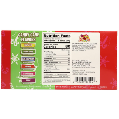Smarties Mini Candy Canes 3.53oz 12ct