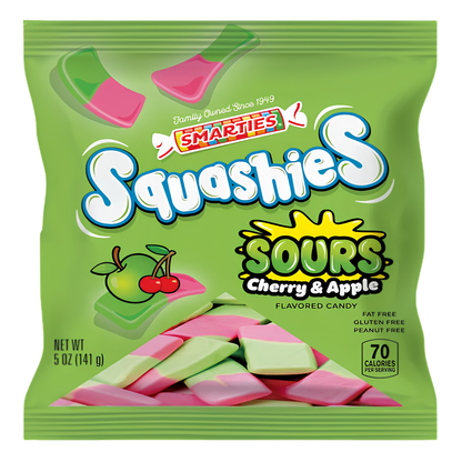 Smarties Squashies Sour Cherry Apple Peg Bag 5oz 12ct