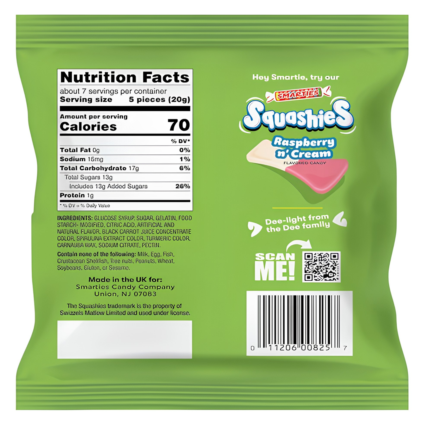Smarties Squashies Sour Cherry Apple Peg Bag 5oz 12ct