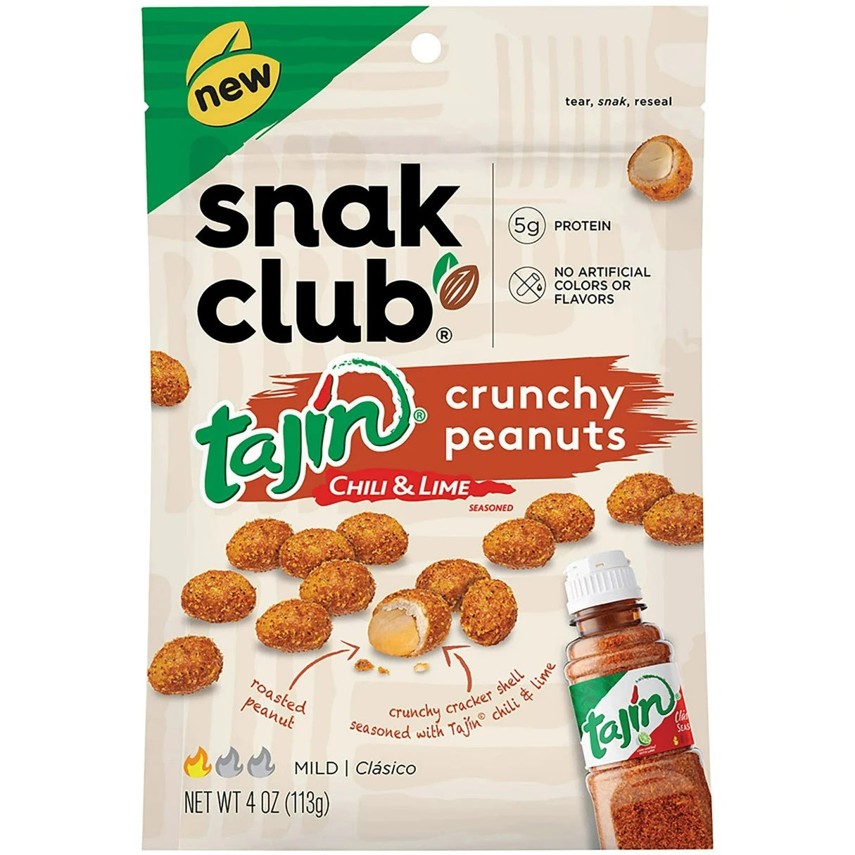 Snak Club Tajin Crunchy Peanuts 4oz - 6ct