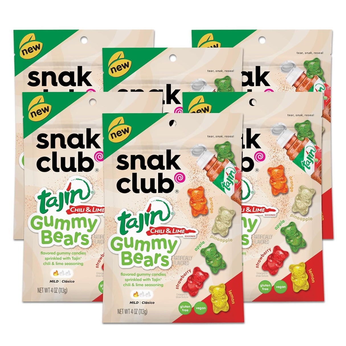 Snak Club Tajin Gummy Bears 4oz - 6ct