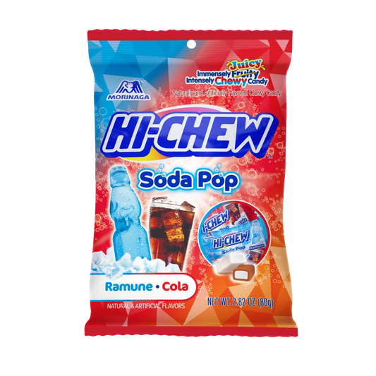 Hi Chew Soda Pop Mix Ramune/Cola Flavors Peg Bag 2.82oz - 6ct