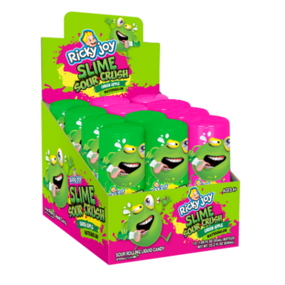 Ricky Joy Slime Sour Crush: Rolling Liquid Candy Green Apple & Watermelon 1.85oz - 48ct