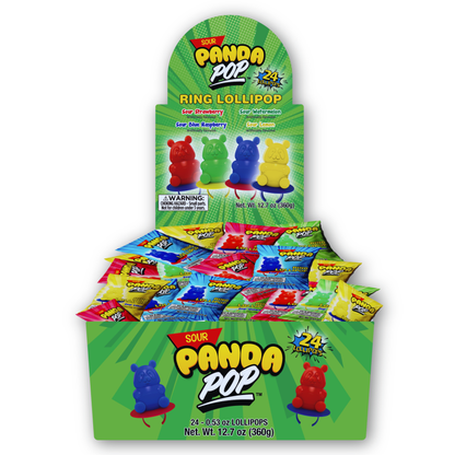 Sour Panda Pops Ring Lollipops 0.53oz 24ct
