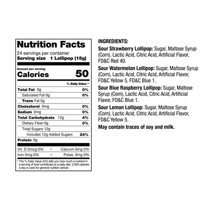 Sour Panda Pops Ring Lollipops 0.53oz 24ct