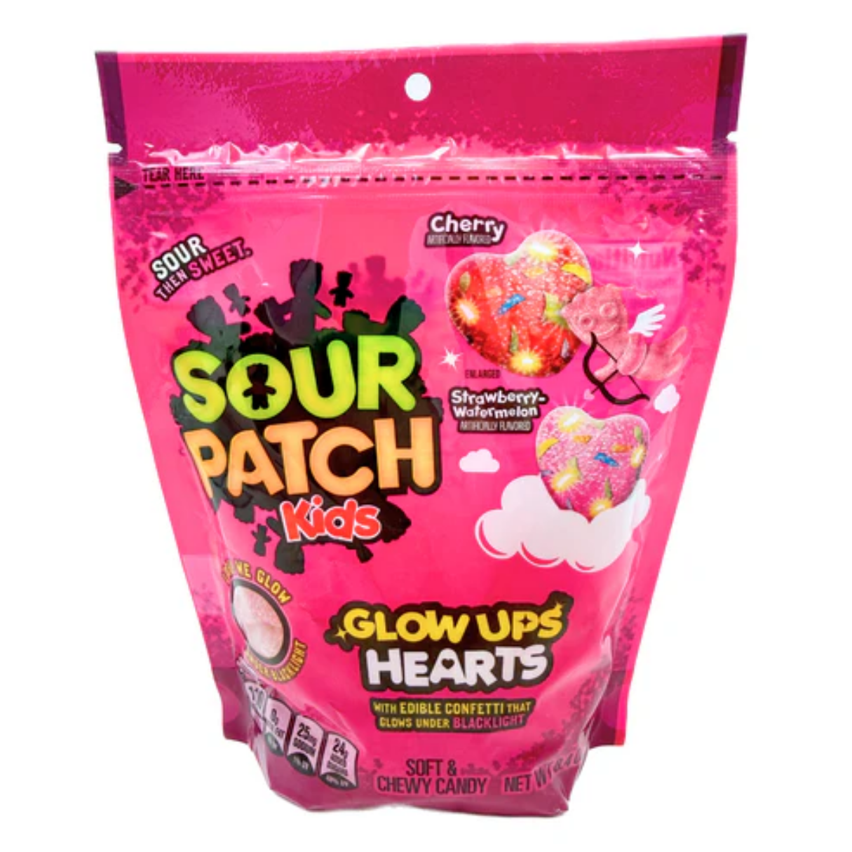 Sour Patch Kids Glow Up Hearts Peg Bag - 8.4oz 12ct
