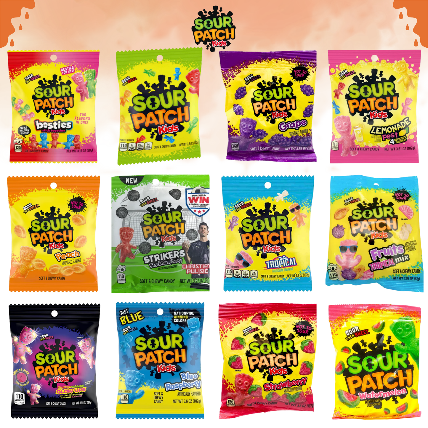 Sour Patch Kids Peg Bag Assortment Candy 36pc