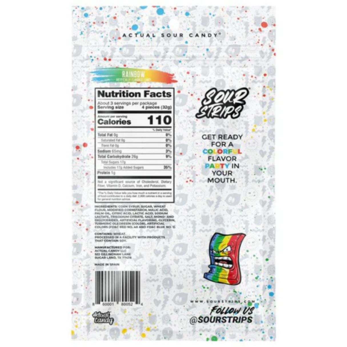 Sour Strips Rainbow 3.4oz 12ct