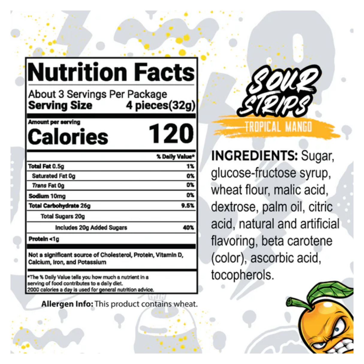 Sour Strips Tropical Mango 3.4oz 12ct