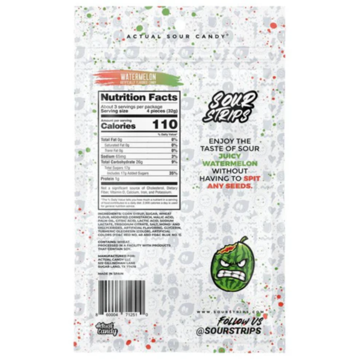 Sour Strips Watermelon 3.4oz 12ct