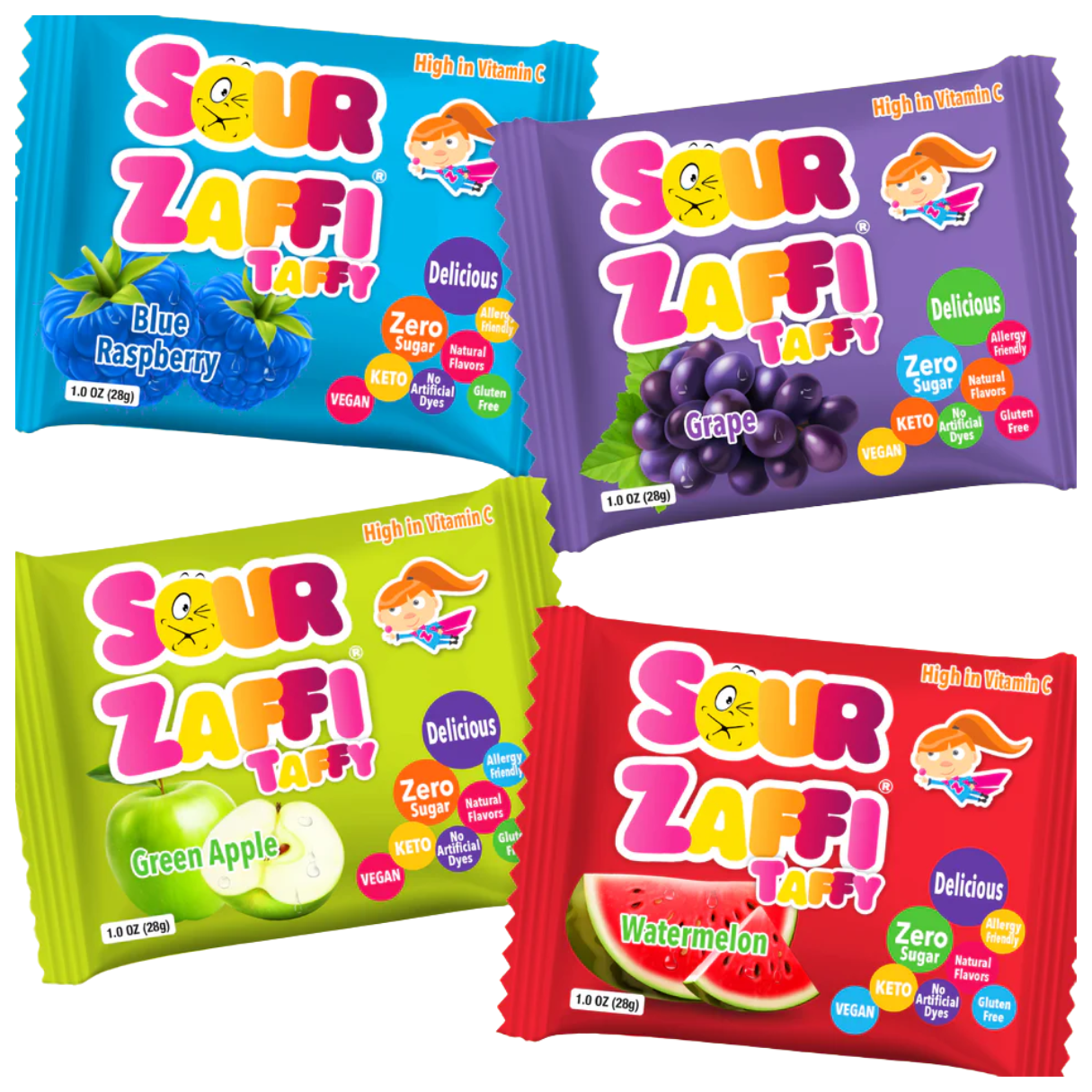 Sour Taffy Assorted 12 pack - 1oz