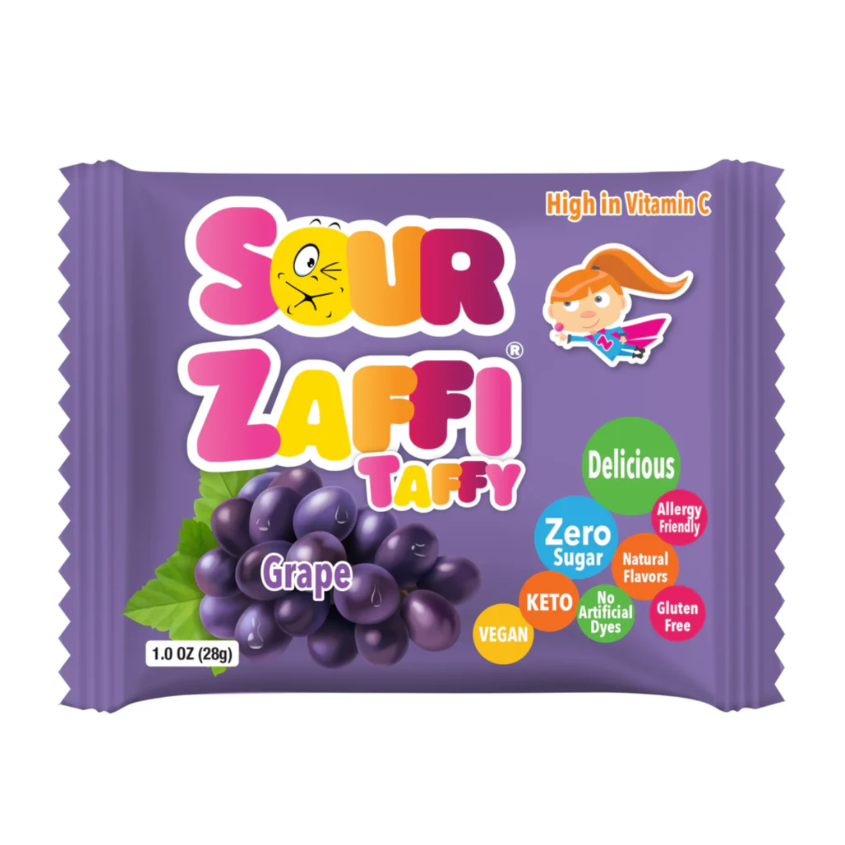 Sour Zaffi Taffy Grape 1oz - Bulk