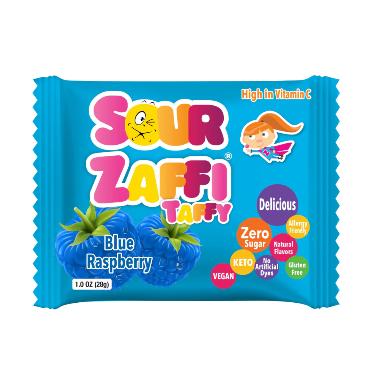 Sour Zaffi Taffy Blue Raspberry 1oz - Bulk