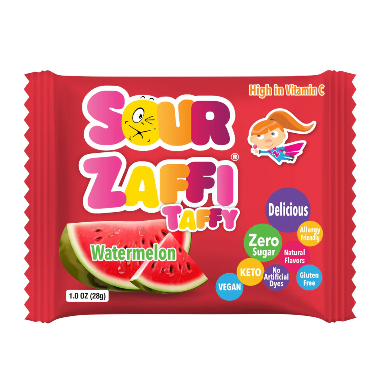 Sour Zaffi Taffy Watermelon 1oz - Bulk