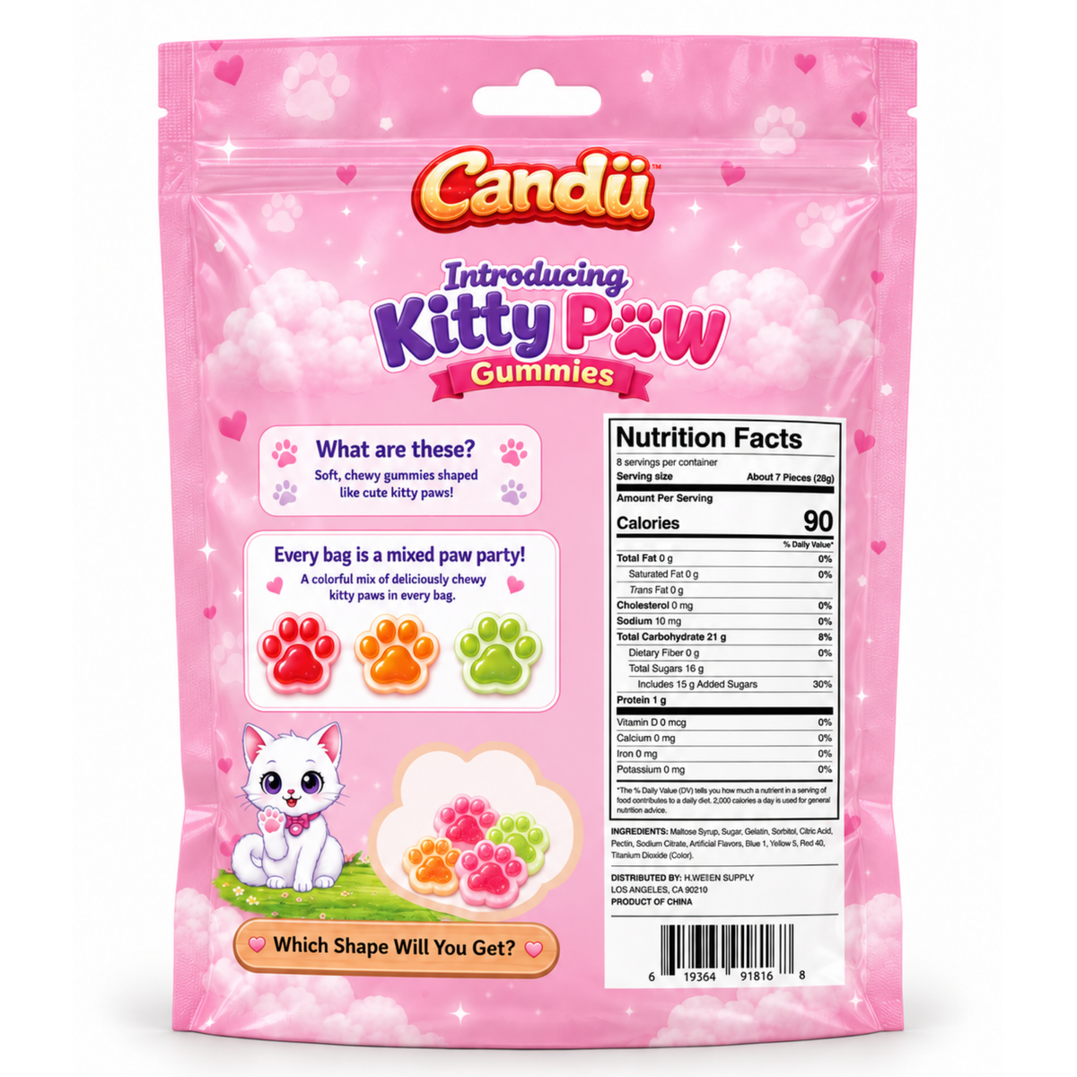 Spring Kitty Paw Gummy Candy 8oz 12ct