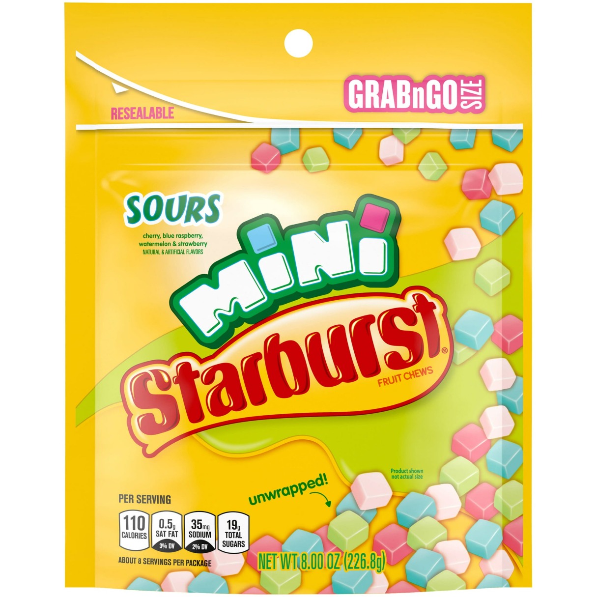 Starburst Minis Sours Stand Up Bag 8oz - 8ct