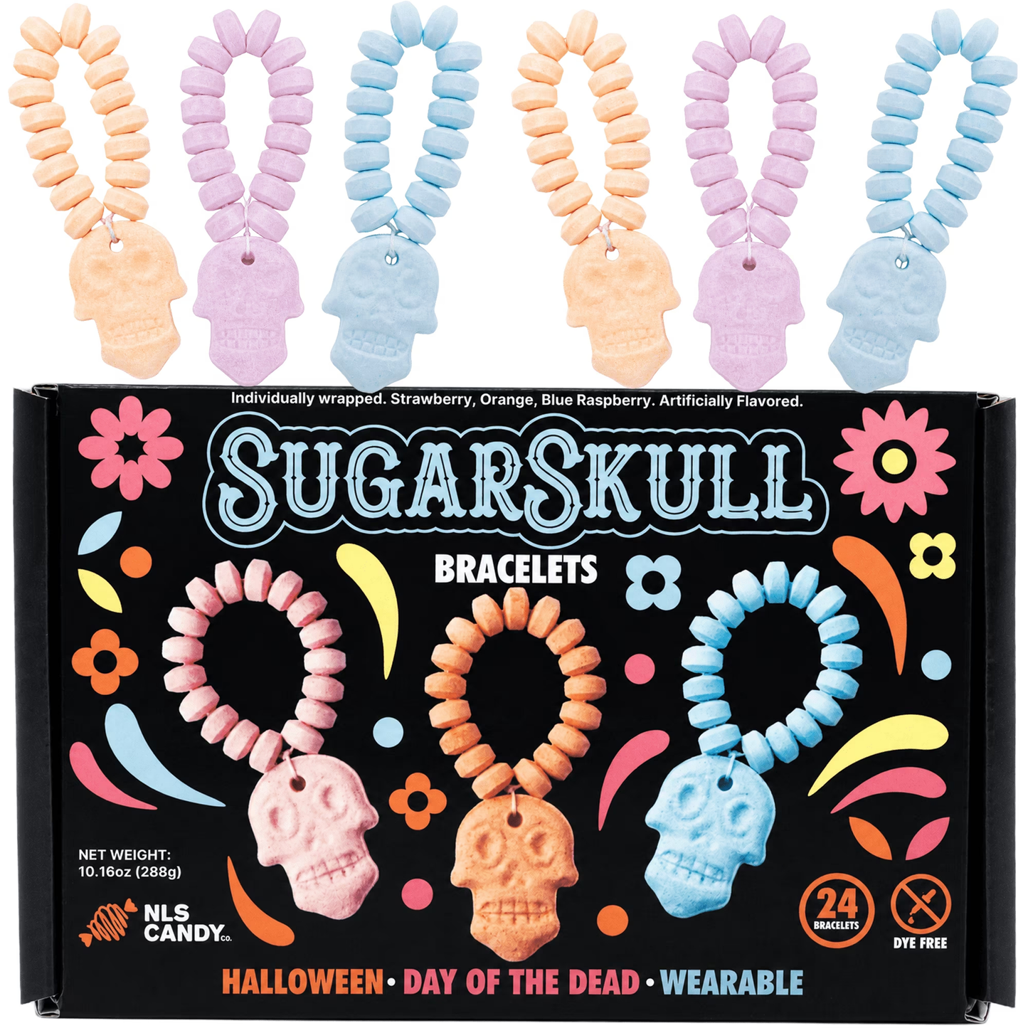 Sugar Skull Halloween Candy Bracelets 10.16oz 288ct