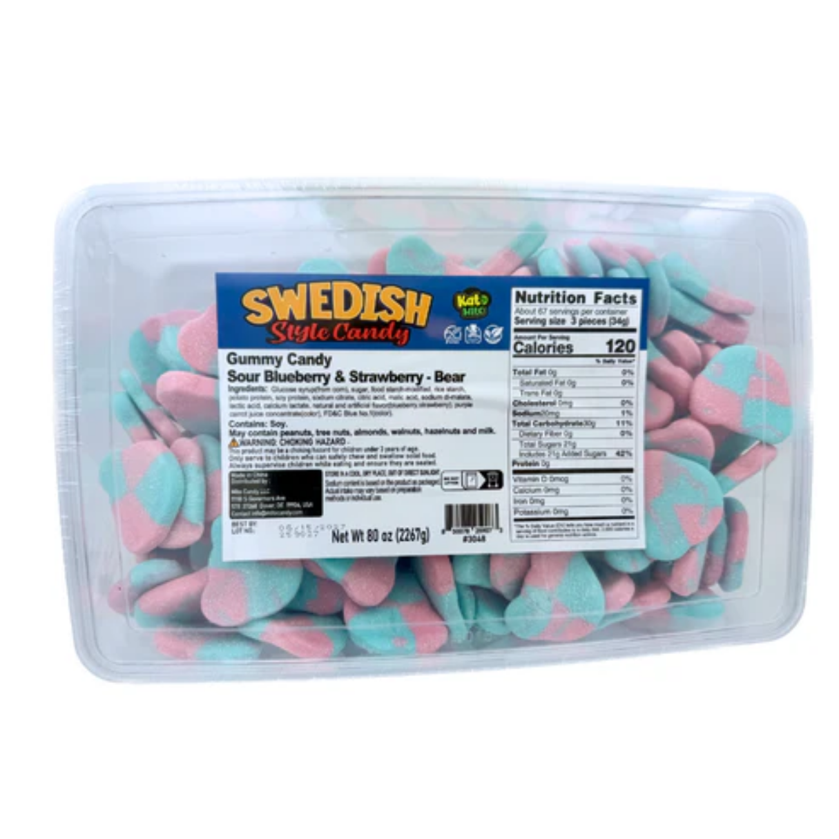 Swedish Style Sour Blueberry and Strawberry Gummy Bears Bulk - 5lb