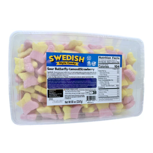 Swedish Style Sour Lemon and Strawberry Gummy Butterflies Bulk - 5lb