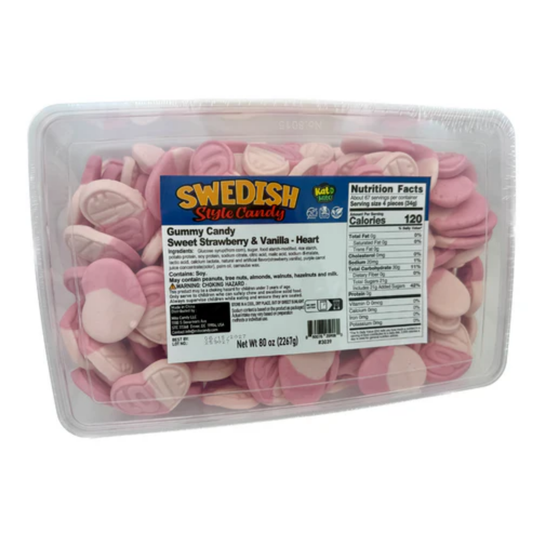 Swedish Style Strawberry and Vanilla Gummy Hearts Bulk - 5lb