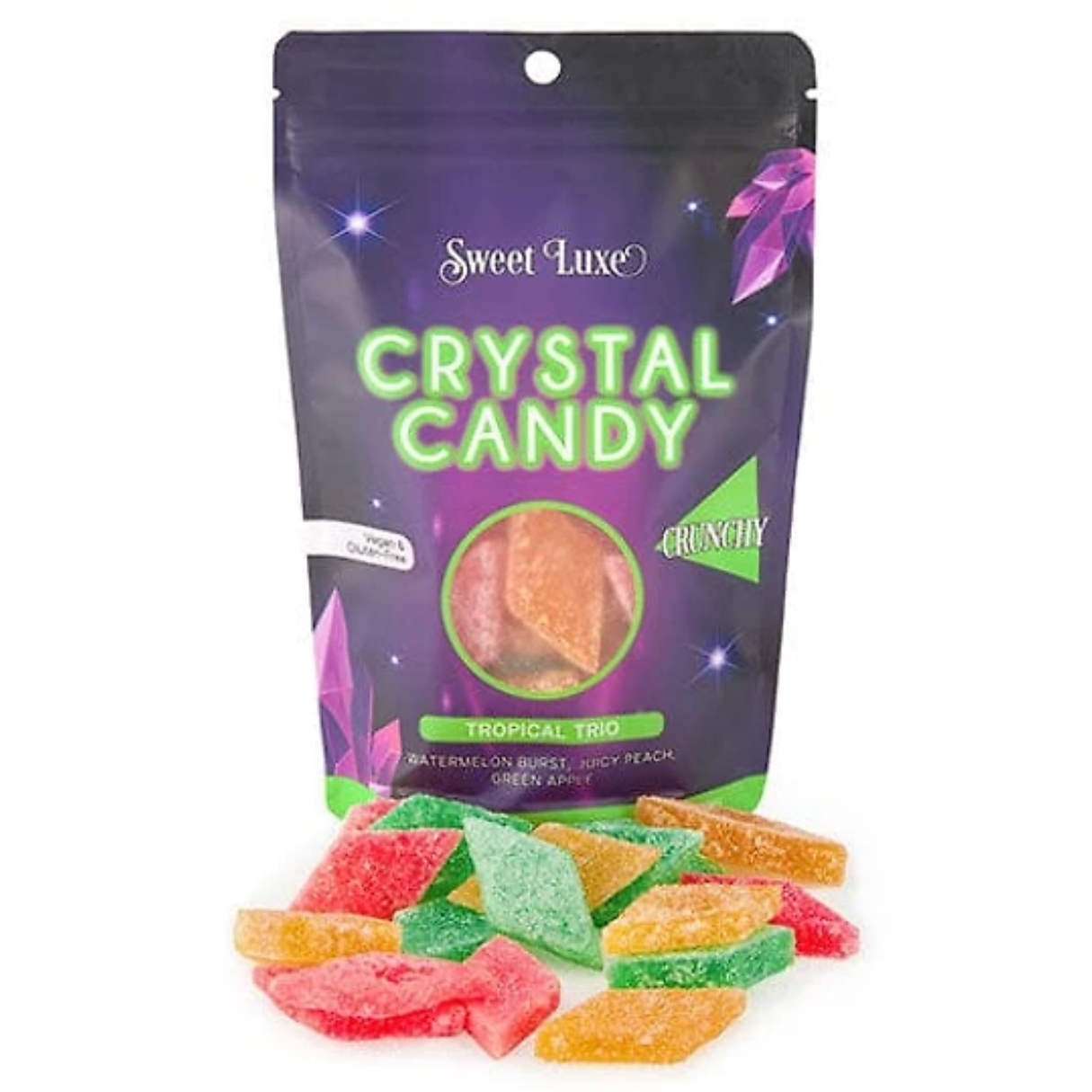 Sweet Luxe Crystal Candy Extra Crunchy Tropical Trio Flavor Mix 4.02oz - 12ct