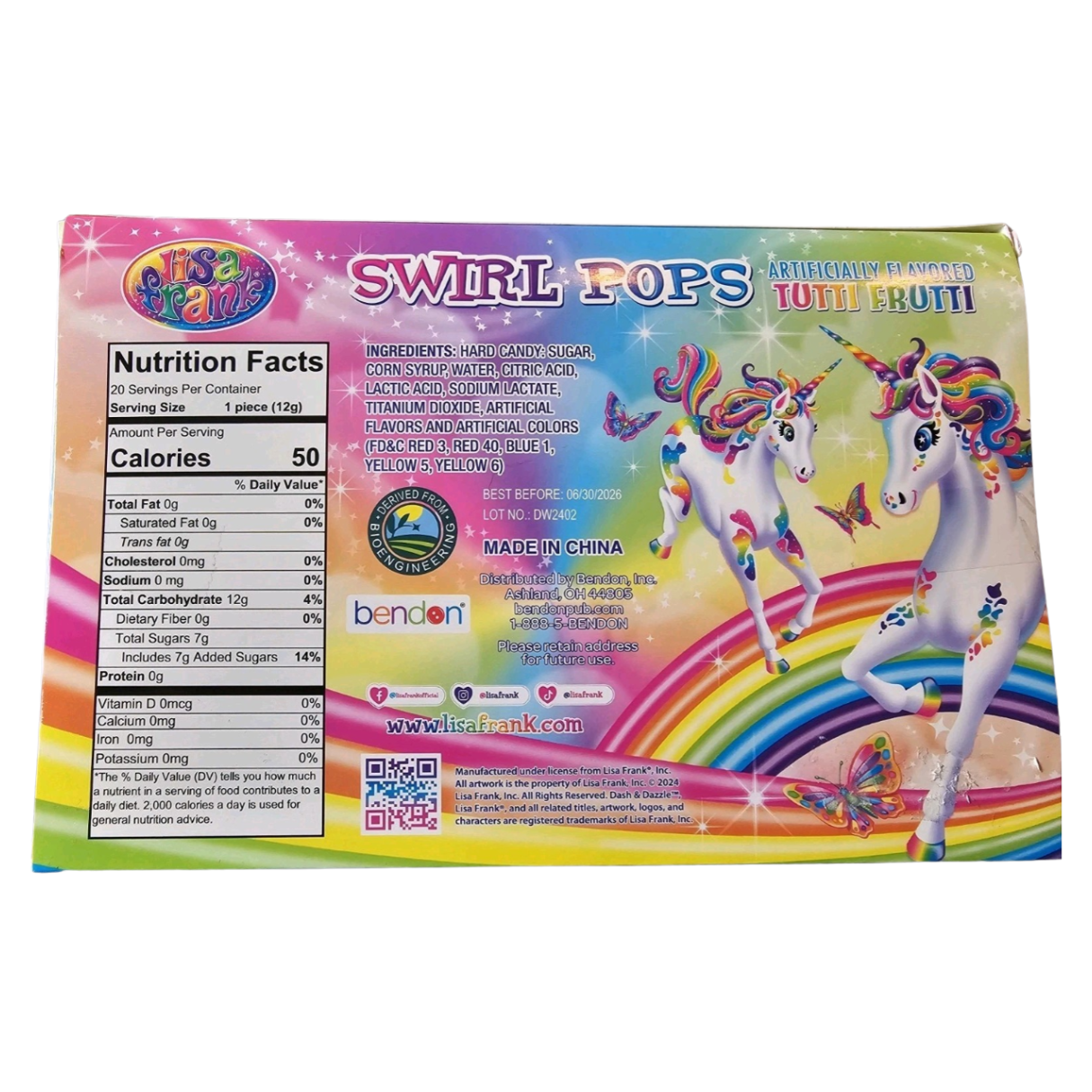 Swirl Pops Unicorn Horn Lisa Frank 8.4oz - 20ct