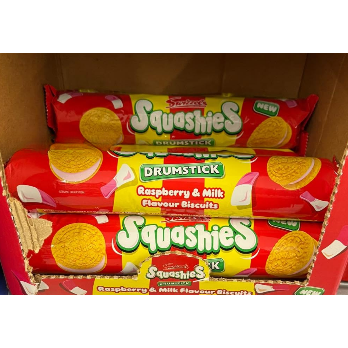 Swizzels Squashies Drumstick Raspberry & Milk Biscuits 160g 16ct