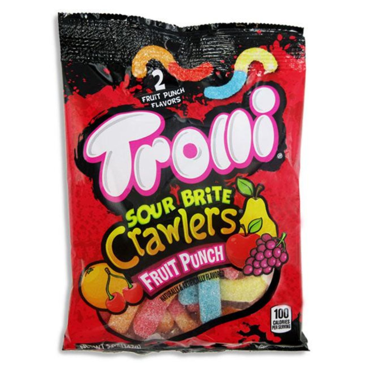 Trolli Sour Brite Crawlers Fruit Peg Bag 5oz - 12ct