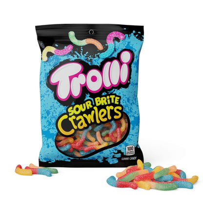Trolli Gummy Sour Brite Crawlers Peg Bag 5oz - 12ct